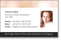 Yvonne Lindner Permanent Make-Up StylistVisitenkarte